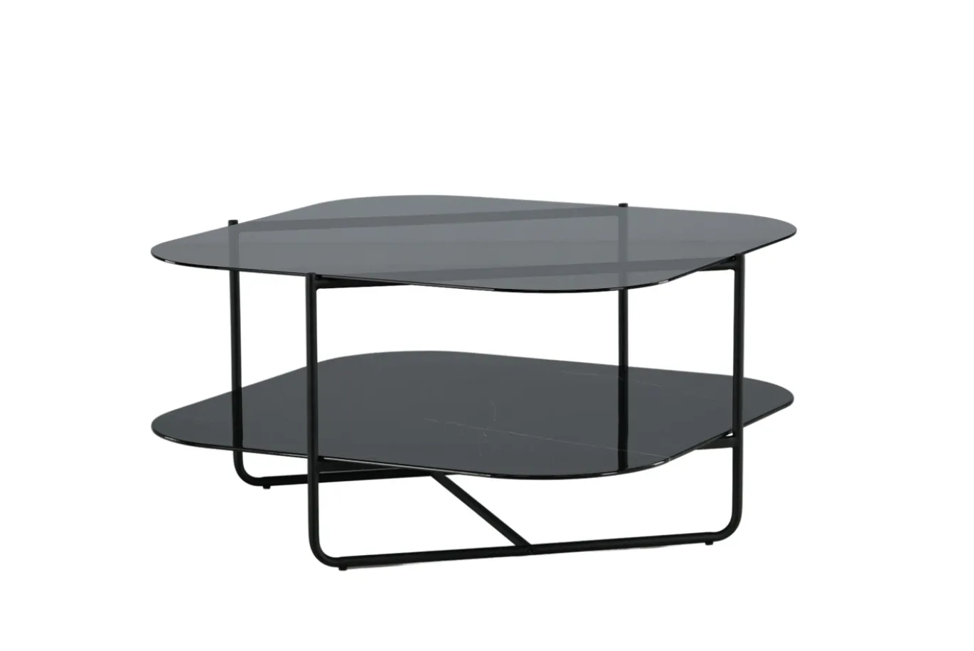 Fjôrd Salontafel Un-line Smoked Glas Met Zwarte Poot