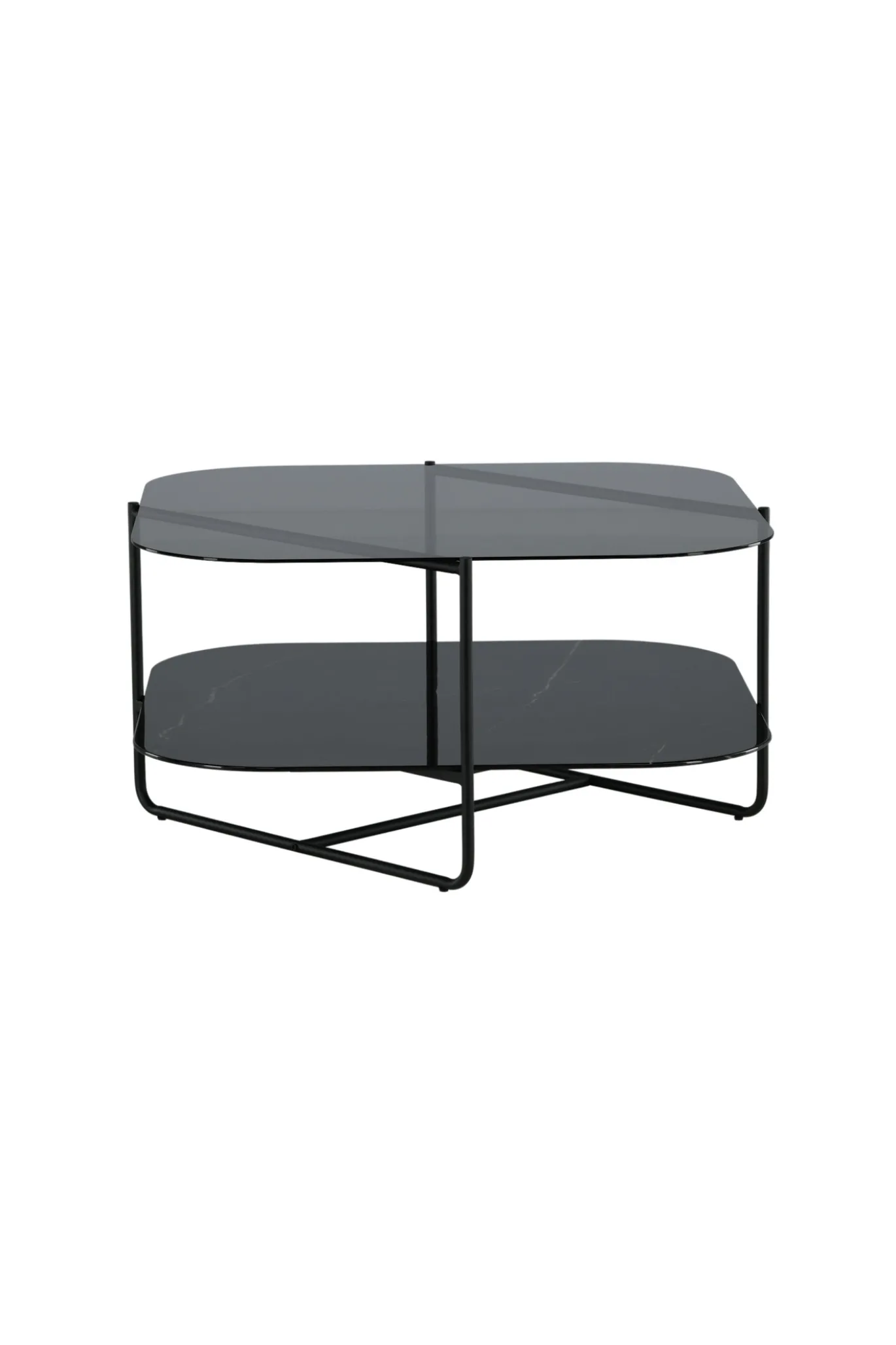 Fjôrd Salontafel Un-line Smoked Glas Met Zwarte Poot