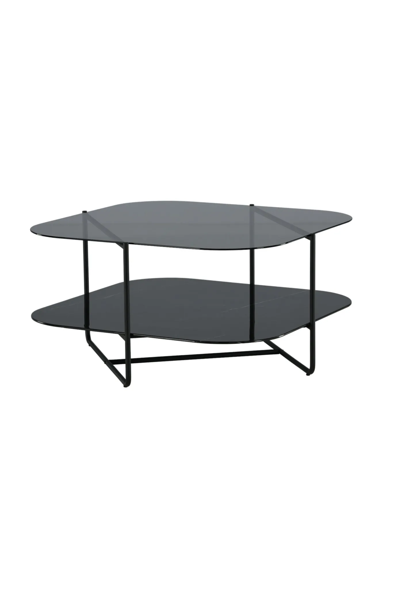 Fjôrd Salontafel Un-line Smoked Glas Met Zwarte Poot
