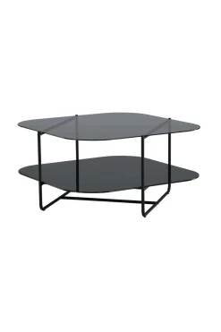 Fjôrd Salontafel Un-line Smoked Glas Met Zwarte Poot