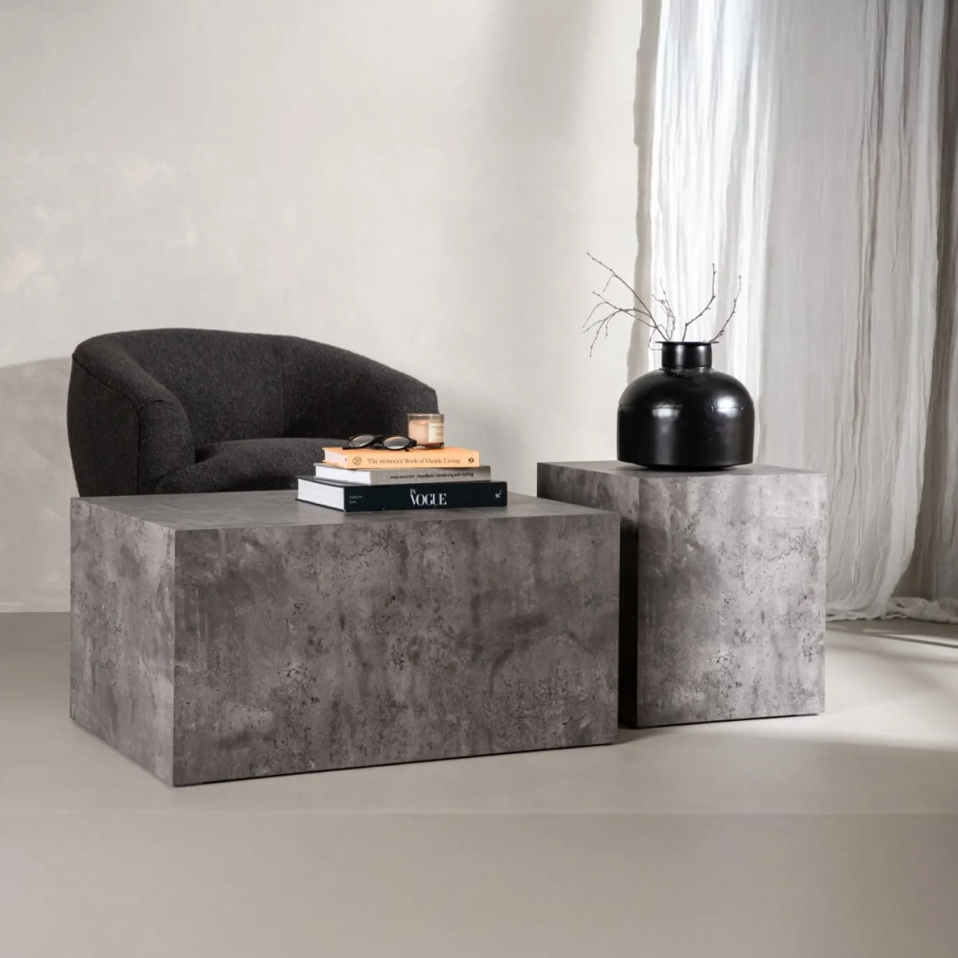 Fjôrd Salontafel York High Grijs Marmerlook
