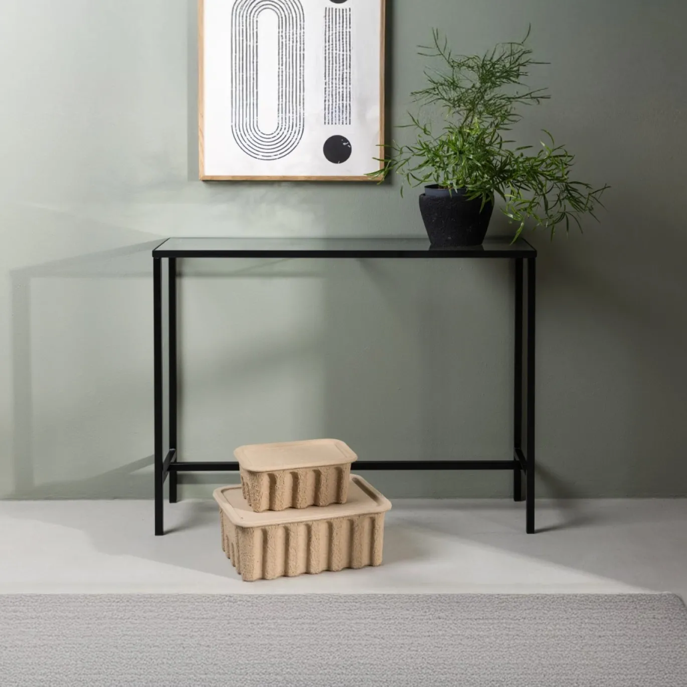 Fjôrd Sidetable Dipp Zwart Metaal/Glas