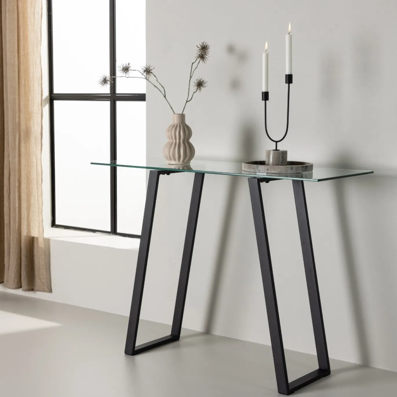 Fjôrd Sidetable Horten Chrome Zilver Glas