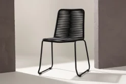 Fjôrd Stapelbare Tuinstoel Lindos Zwart Aluminium Touw