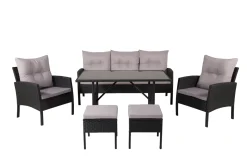 Fjôrd Tuinset Knock Set Zwart Wicker Grijs