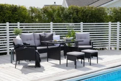 Fjôrd Tuinset Knock Set Zwart Wicker Grijs