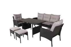 Fjôrd Tuinset Knock Set Zwart Wicker Grijs
