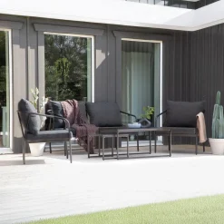Fjôrd Tuinset Sopot Set- Zwart/Grijs Staal