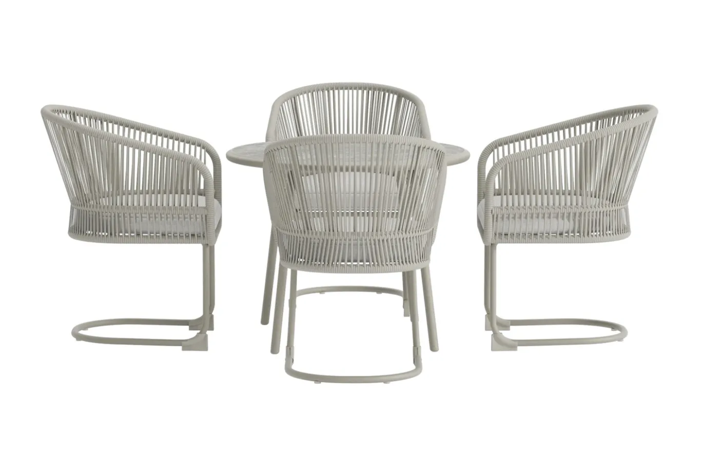 Fjôrd Tuinset Tilos Rond Lichtgrijs Wicker Beige 5-delig
