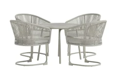 Fjôrd Tuinset Tilos Rond Lichtgrijs Wicker Beige 5-delig