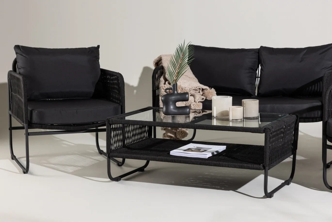 Fjôrd Tuinset Utah Set Zwart Touw Seater