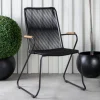 Fjôrd Tuinstoel Bois Zwart Touw/Zwart Staal