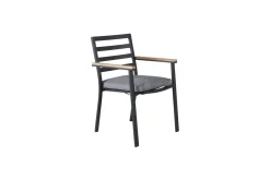 Fjôrd Tuinstoel Brasilia Zwart Aluminium/Teakhout