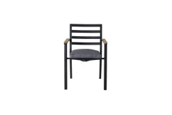 Fjôrd Tuinstoel Brasilia Zwart Aluminium/Teakhout
