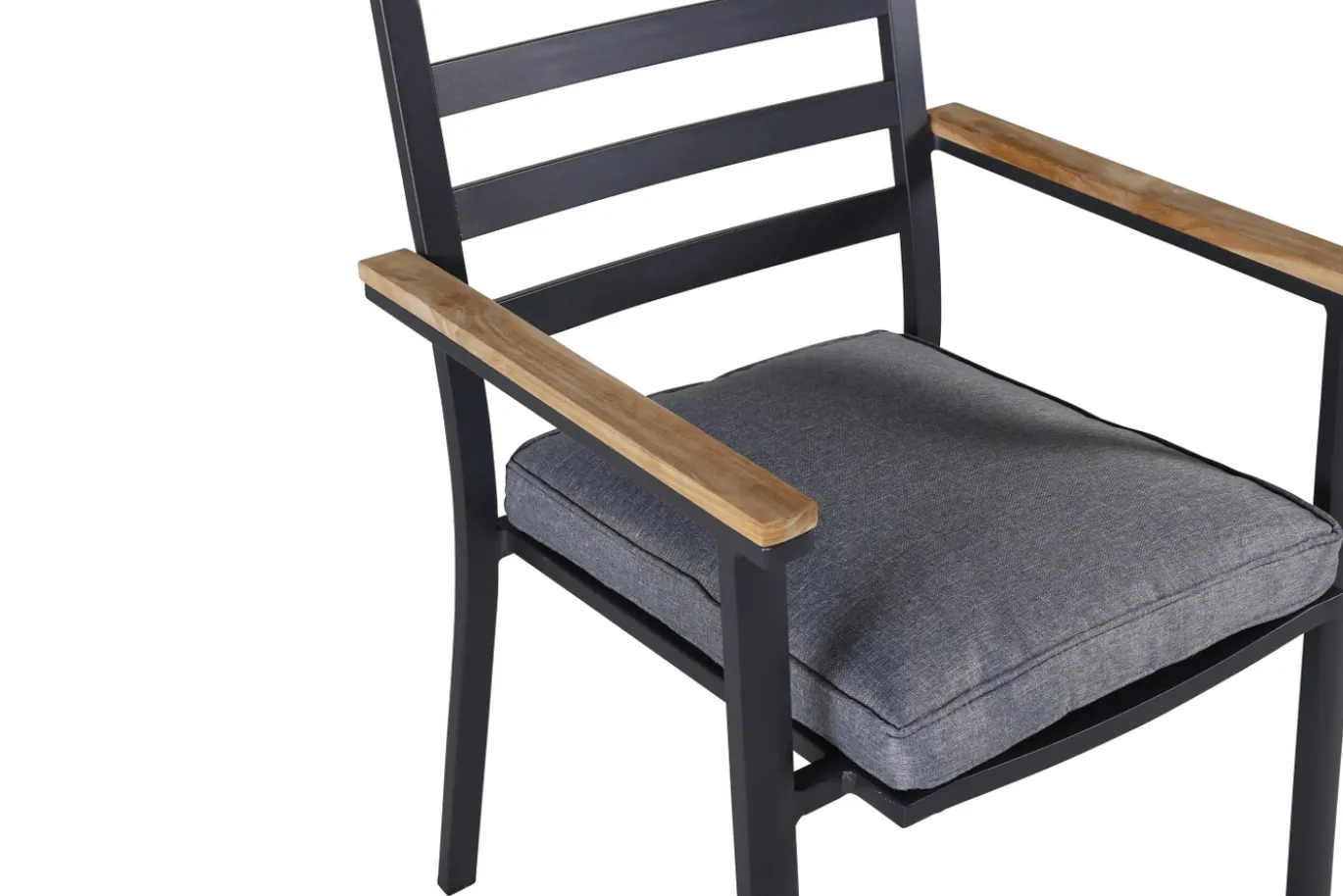 Fjôrd Tuinstoel Brasilia Zwart Aluminium/Teakhout