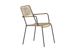 Fjôrd Tuinstoel Lindos Zwart Aluminium Latte Touw