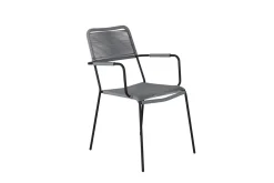 Fjôrd Tuinstoel Lindos Zwart Alu Grijs Touw Met Armleuning