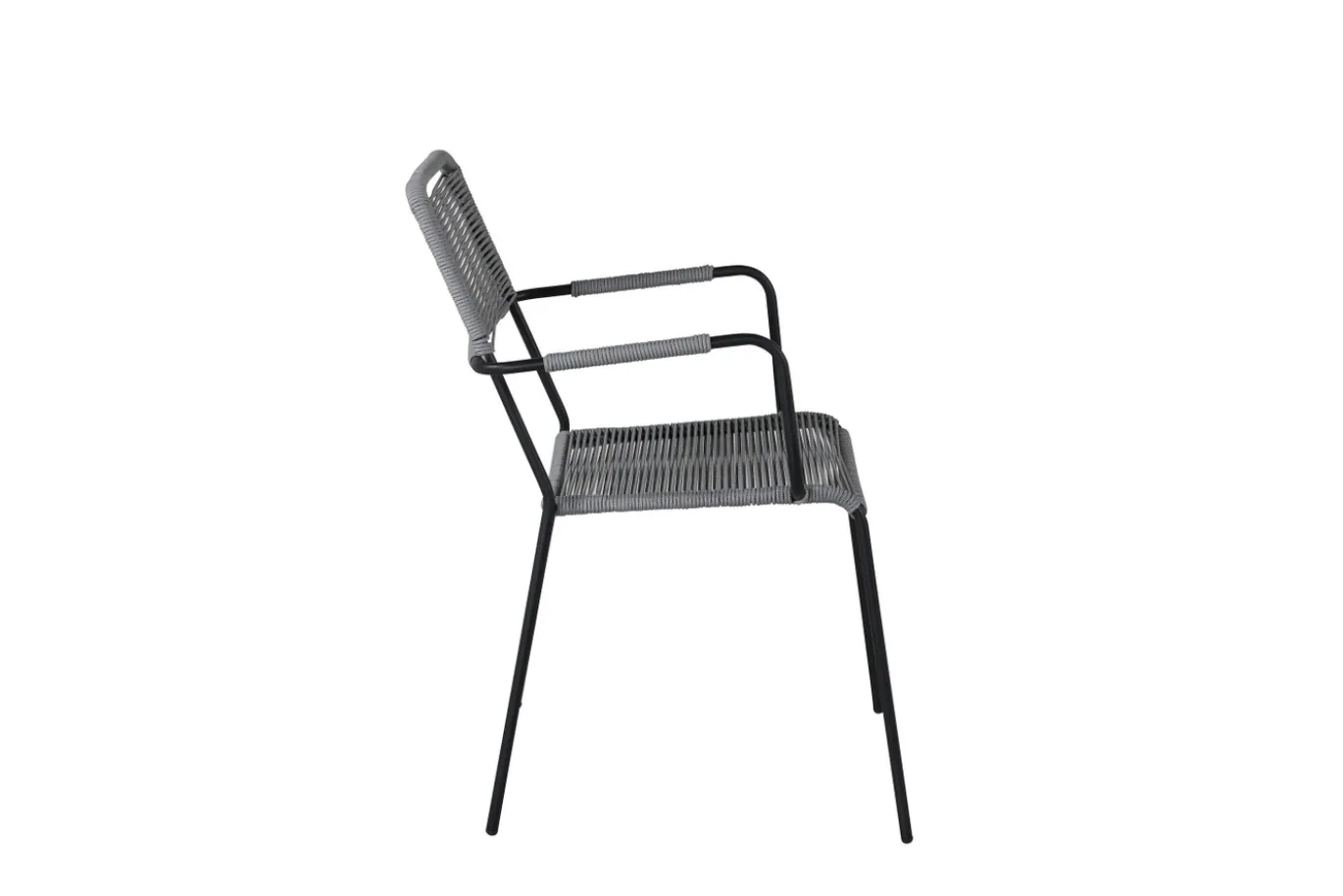 Fjôrd Tuinstoel Lindos Zwart Alu Grijs Touw Met Armleuning