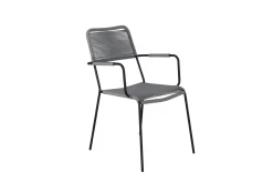 Fjôrd Tuinstoel Lindos Zwart Alu Grijs Touw Met Armleuning