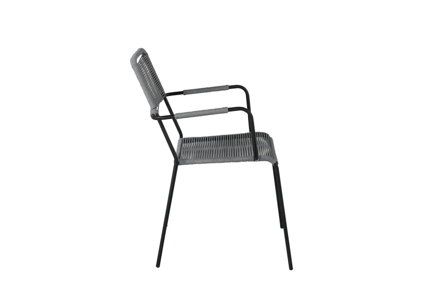 Fjôrd Tuinstoel Lindos Zwart Alu Grijs Touw Met Armleuning