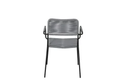 Fjôrd Tuinstoel Lindos Zwart Alu Grijs Touw Met Armleuning