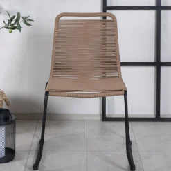 Fjôrd Tuinstoel Lindos Zwart Alu Latte Touw