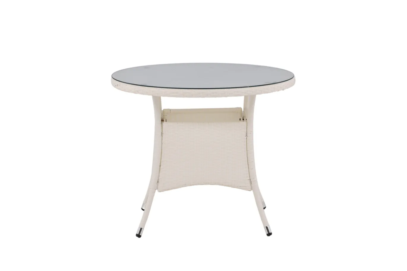 Fjôrd Tuintafel Volta Rond Wit Wicker/Glas Ø90cm