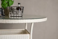 Fjôrd Tuintafel Volta Rond Wit Wicker/Glas Ø90cm