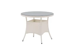 Fjôrd Tuintafel Volta Rond Wit Wicker/Glas Ø90cm