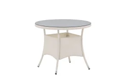 Fjôrd Tuintafel Volta Rond Wit Wicker/Glas Ø90cm