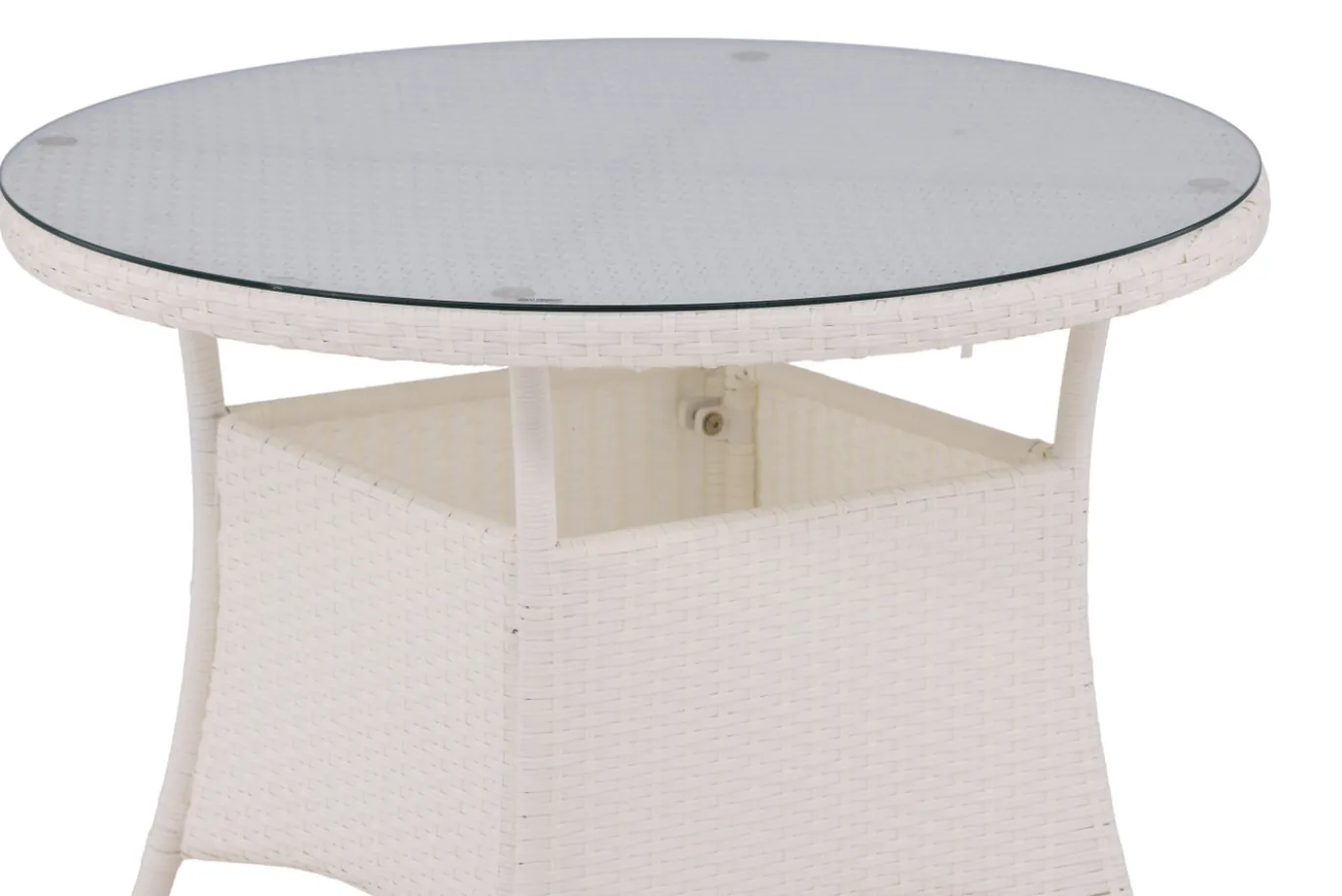 Fjôrd Tuintafel Volta Rond Wit Wicker/Glas Ø90cm