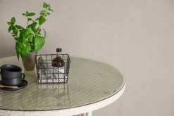 Fjôrd Tuintafel Volta Rond Wit Wicker/Glas Ø90cm