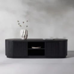 Fjôrd Tv-meubel Fjällbacka MDF Fineer Zwart 160cm