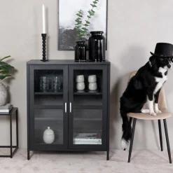 Fjôrd Vitrinekast Acero Zwart 97x80cm