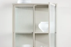 Fjôrd Vitrinekast Garis Hoog Staal Beige