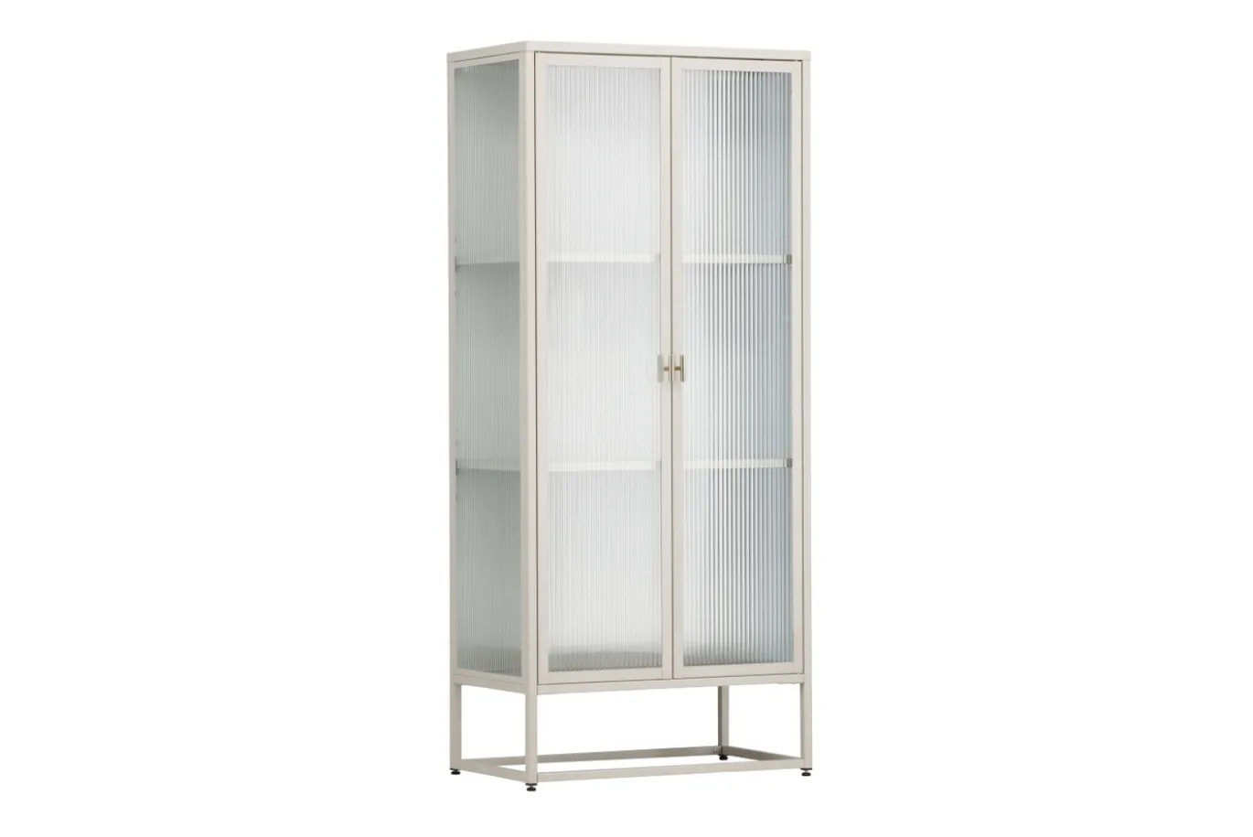 Fjôrd Vitrinekast Garis Hoog Staal Beige