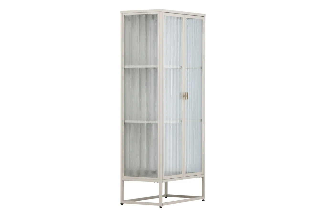 Fjôrd Vitrinekast Garis Hoog Staal Beige
