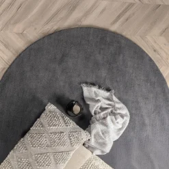 Fjôrd Vloerkleed Ulla Wol Polyester Donkergrijs Ø200cm