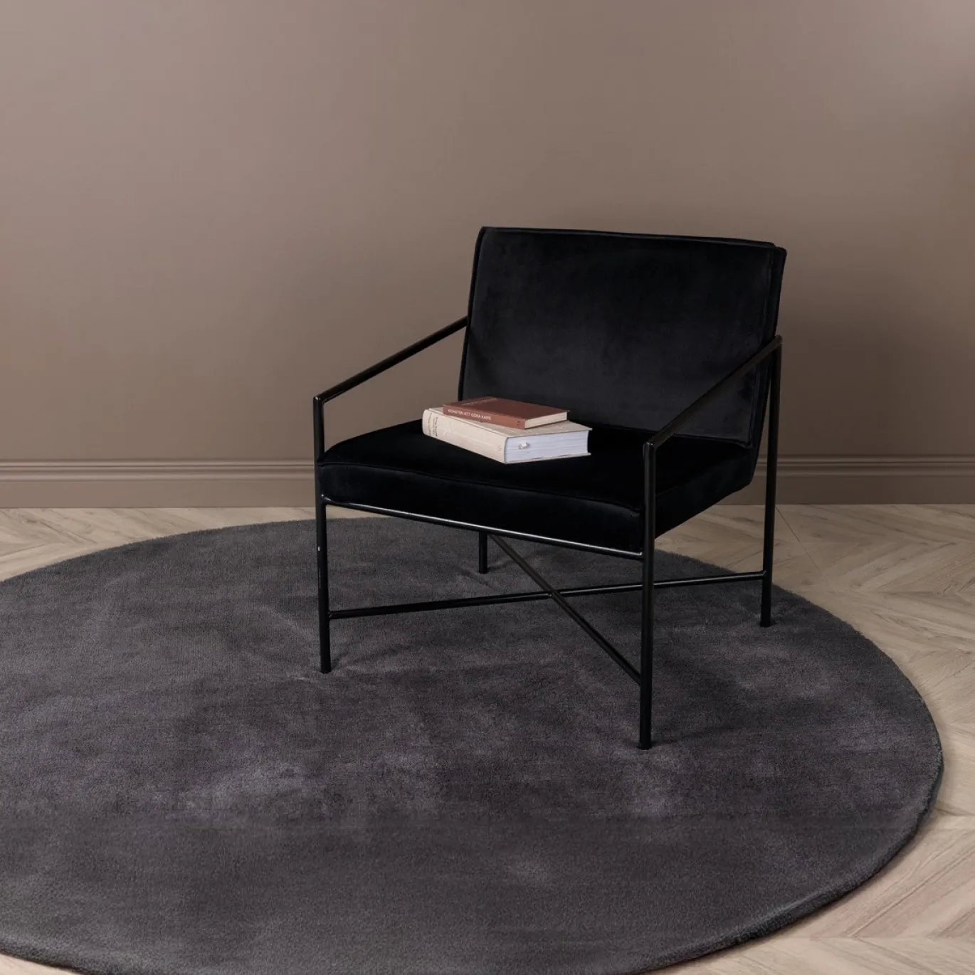 Fjôrd Vloerkleed Undra Ø200cm Donkergrijs
