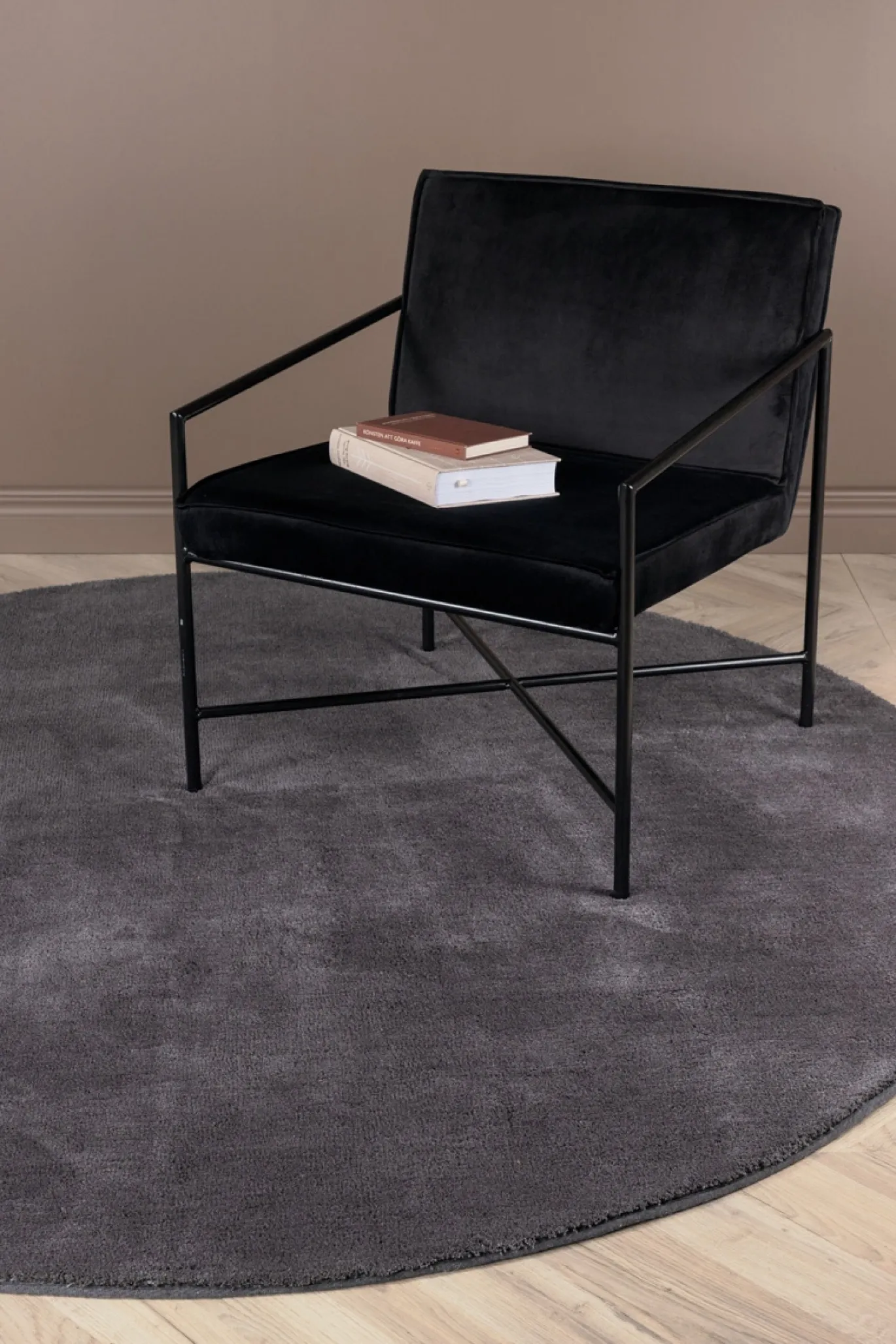 Fjôrd Vloerkleed Undra Ø200cm Donkergrijs