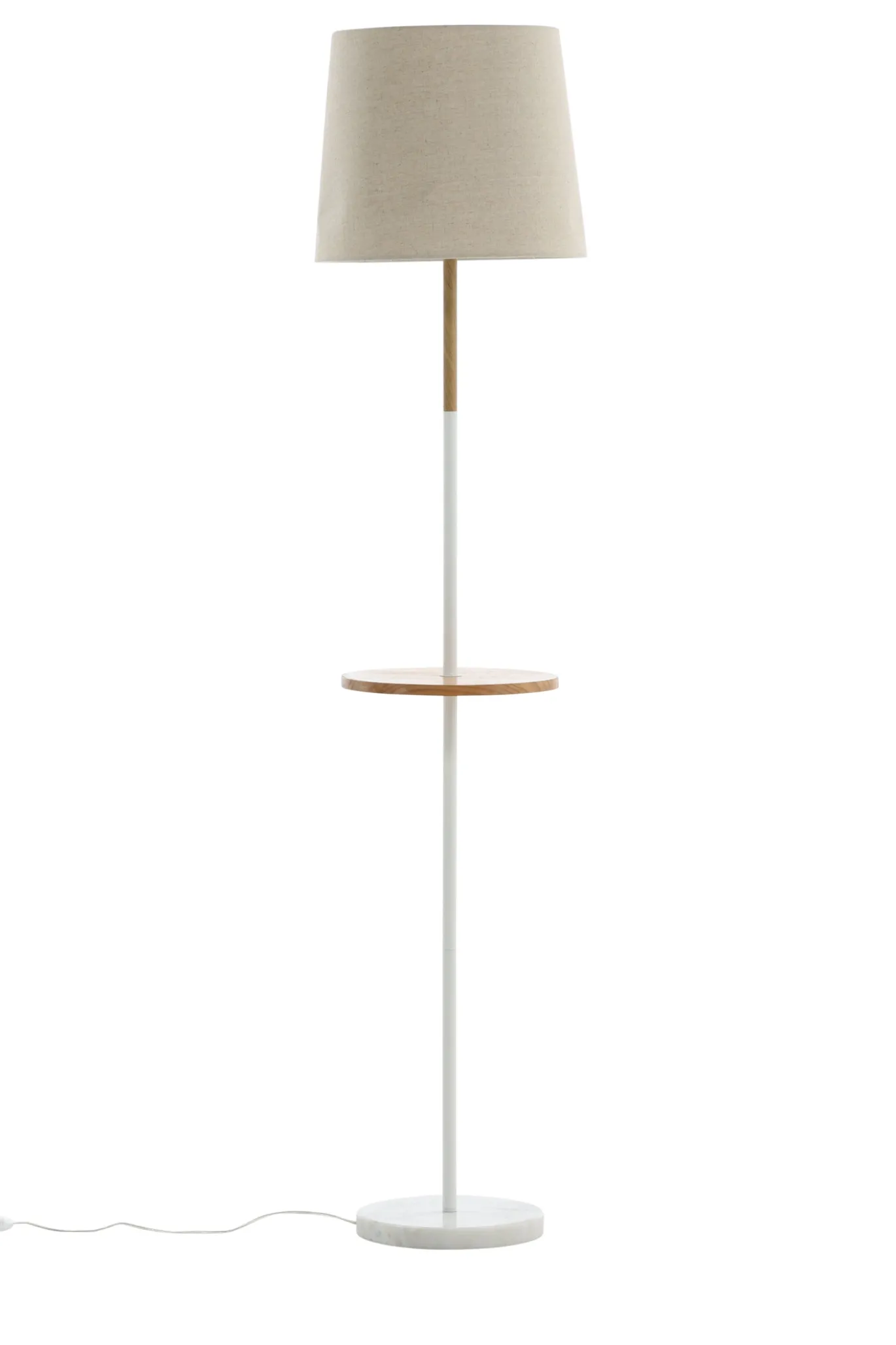 Fjôrd Vloerlamp Hattman Wit Hout Marmer /Linnen