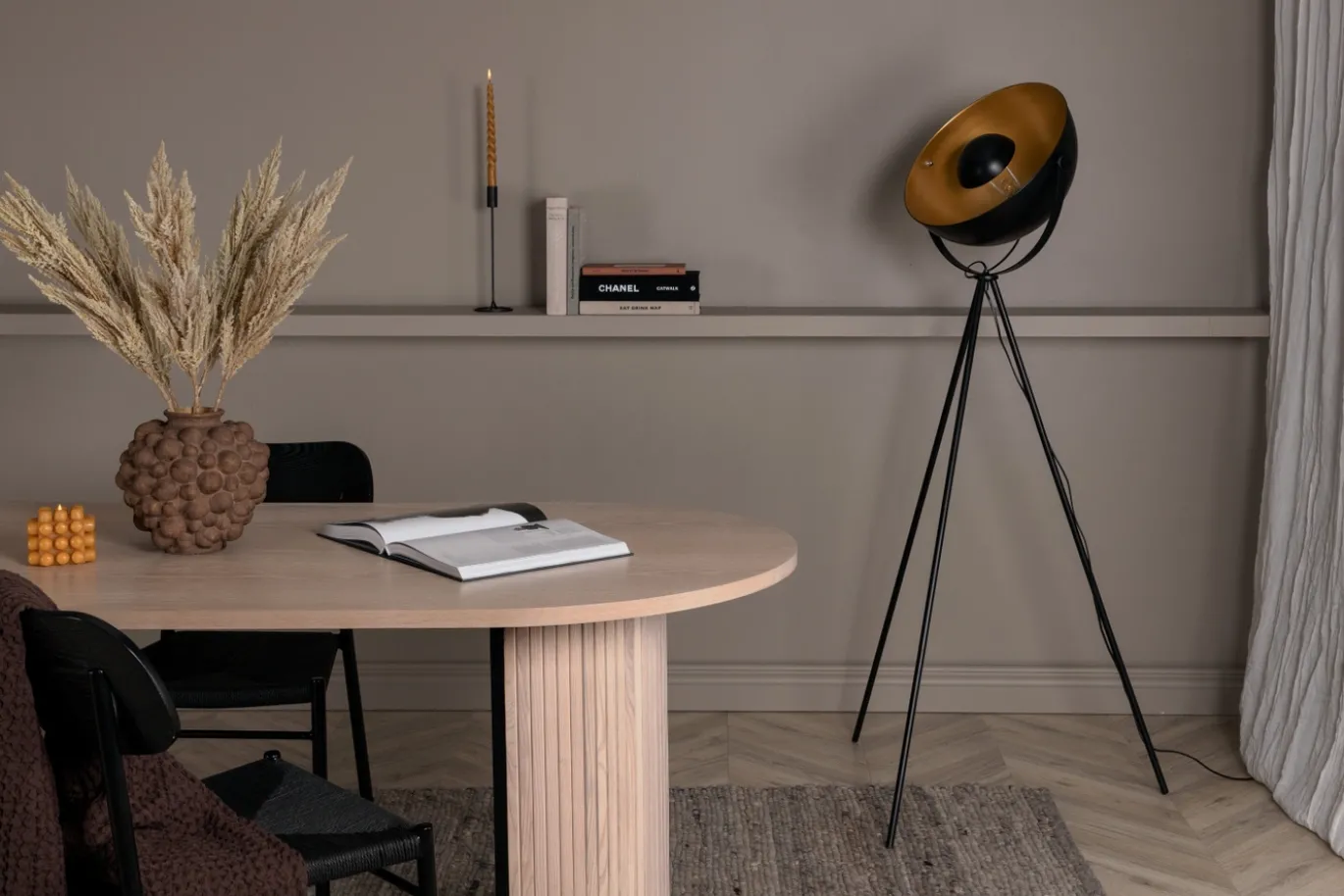 Fjôrd Vloerlamp Search Zwart Brass