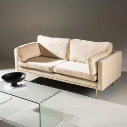 Fjôrd 3-zitsbank Boom Velvet Beige met Gouden Onderstel