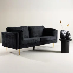 Fjôrd 3-zitsbank Boom Velvet Zwart met Gouden Onderstel
