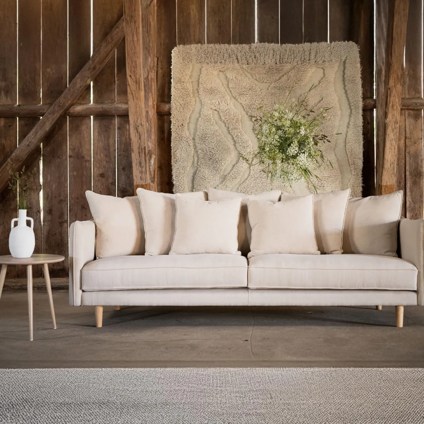 Fjôrd 3-Zitsbank Segelskären Whitewash/Beige Linnen