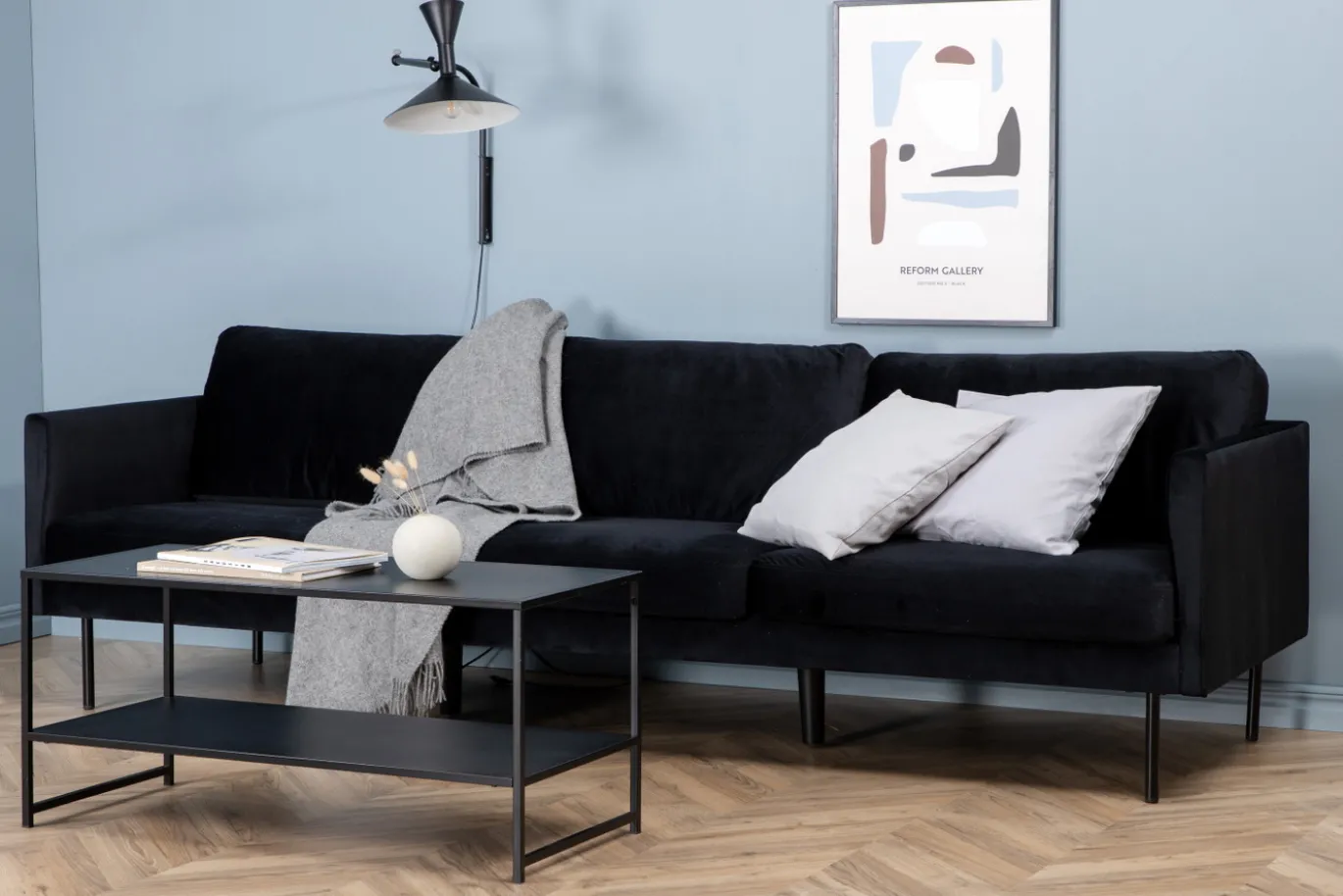 Fjôrd 3-zitsbank Zoom Zwart Velvet