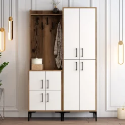 Garderobemeubel Berlin Melamine Walnoot Wit