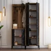 Garderobemeubel Berlin Melamine Walnoot Zwart Marmerlook