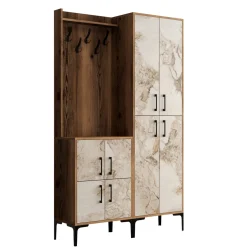 Garderobemeubel Berlin Melamine Walnoot Wit Marmerlook