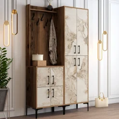 Garderobemeubel Berlin Melamine Walnoot Wit Marmerlook